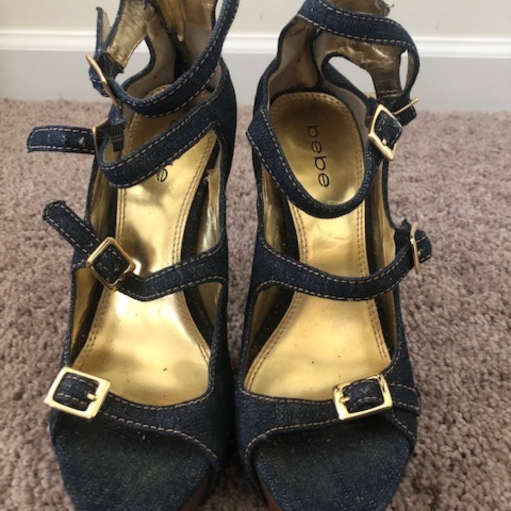 BEBE Denim 6 Inch Pumps